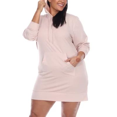 White Mark Womens Long Sleeve Sweatshirt Dress-Plus