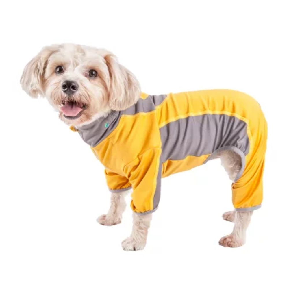 Pet Life ® Active 'Warm-Pup' Heathered Performance 4-Way Stretch Two-Toned Full Body Warm Up