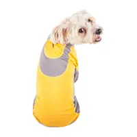 Pet Life ® Active 'Warm-Pup' Heathered Performance 4-Way Stretch Two-Toned Full Body Warm Up