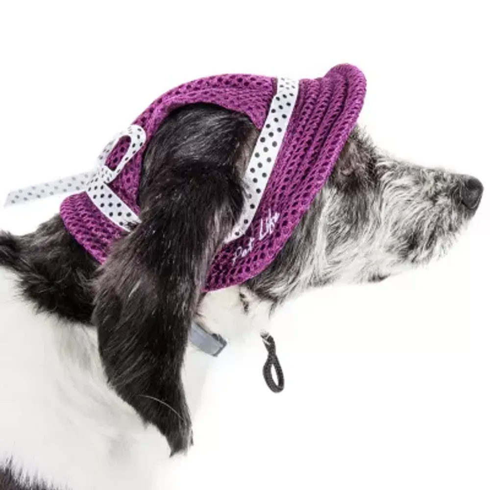 Pet Life ® 'Sea Spot Sun' Uv Protectant Adjustable Fashion Mesh Brimmed Dog Hat Cap