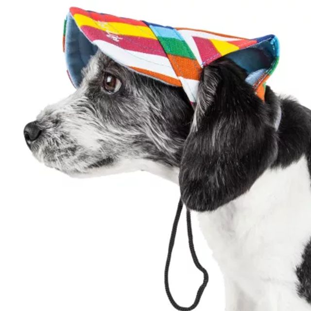 Pet Life 'Sea Spot Sun' UV Protectant Adjustable Fashion Mesh Brimmed Dog Hat Cap - Black - Large