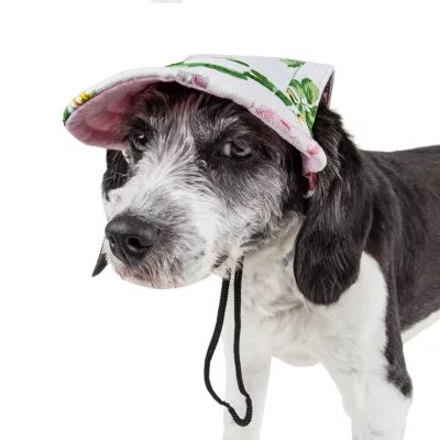 Pet Life 'Sea Spot Sun' UV Protectant Adjustable Fashion Mesh Brimmed Dog Hat Cap - Black - Large