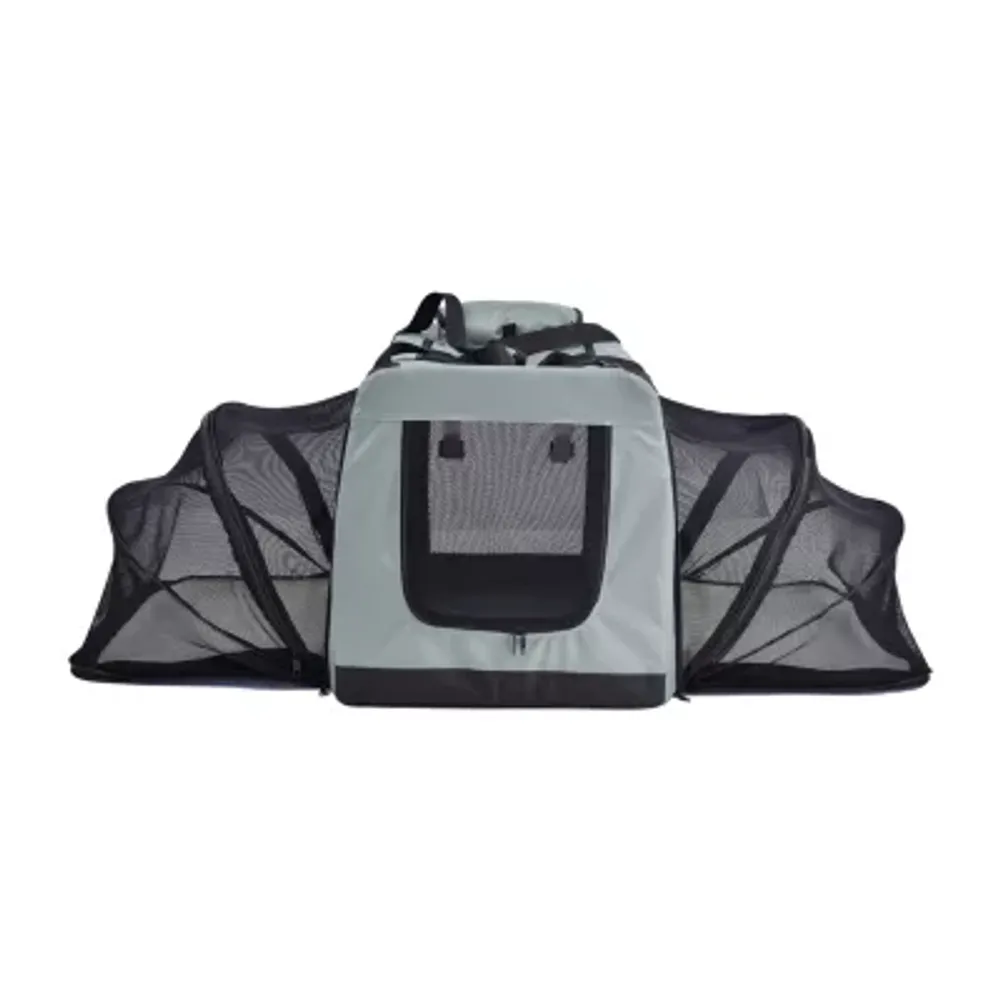 Pet Life ® 'Hounda Accordion' Metal Framed Soft-Folding Collapsible Dual-Sided Expandable Pet Dog Crate