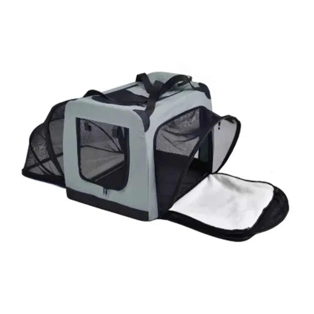 Pet Life ® 'Hounda Accordion' Metal Framed Soft-Folding Collapsible Dual-Sided Expandable Pet Dog Crate
