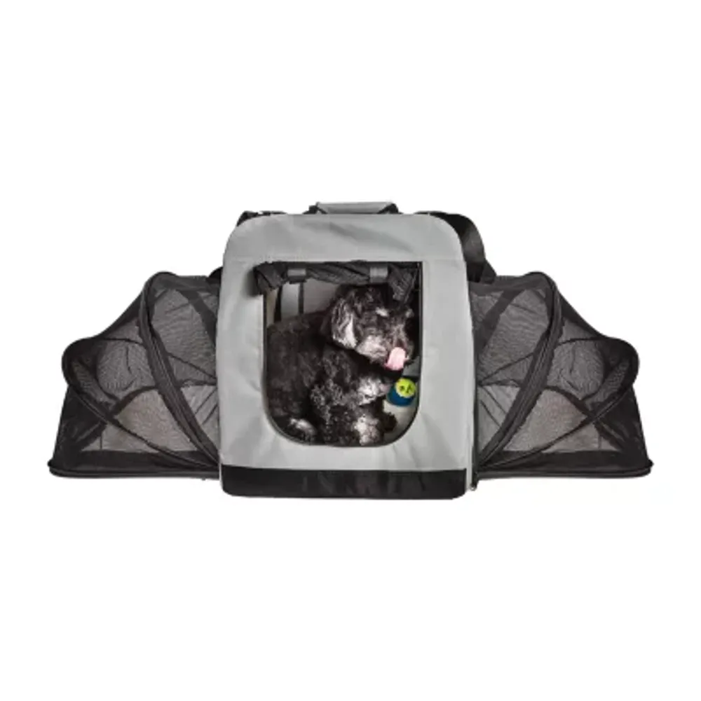 Pet Life ® 'Hounda Accordion' Metal Framed Soft-Folding Collapsible Dual-Sided Expandable Pet Dog Crate