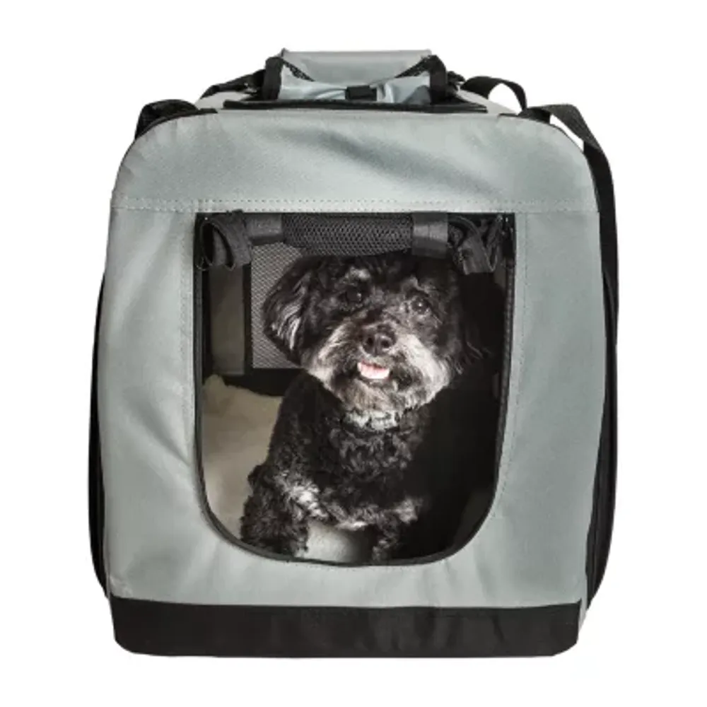 Pet Life ® 'Hounda Accordion' Metal Framed Soft-Folding Collapsible Dual-Sided Expandable Pet Dog Crate