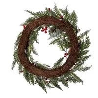 Kurt Adler Flocked Berry Indoor Christmas Wreath