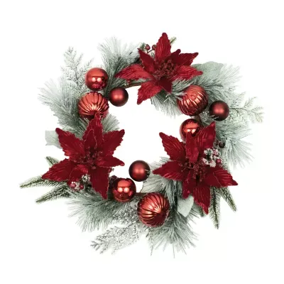 Kurt Adler Berry And Poinsettia Indoor Wreath