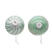 Kurt Adler 80MM Silver and Pale Aqua Embellished Ball Ornaments 6 Piece Set