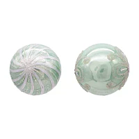 Kurt Adler 80MM Silver and Pale Aqua Embellished Ball Ornaments 6 Piece Set