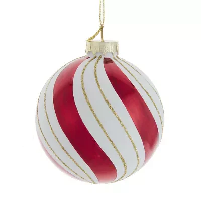 Kurt Adler 80MM Gold Red and White Glass Ball Ornaments 6 Piece Set