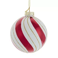 Kurt Adler 80MM Gold Red and White Glass Ball Ornaments 6 Piece Set