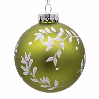 Kurt Adler 80MM Green Leaf Design Ball Ornaments 6 Piece Set