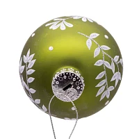 Kurt Adler 80MM Green Leaf Design Ball Ornaments 6 Piece Set