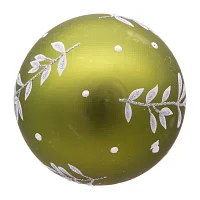 Kurt Adler 80MM Green Leaf Design Ball Ornaments 6 Piece Set
