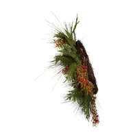 Kurt Adler Berries And Pinecone Rattan Indoor Christmas Wreath