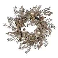 Kurt Adler Champagne Rattan Indoor Christmas Wreath