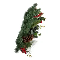 Kurt Adler Berries And Pinecone Ribbon Indoor Christmas Wreath