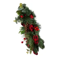 Kurt Adler Berries And Pinecone Ribbon Indoor Christmas Wreath