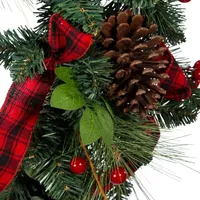 Kurt Adler Berries And Pinecone Ribbon Indoor Christmas Wreath