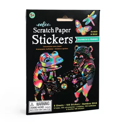 Eeboo Scratch Paper Stickers Rainbow And Friends