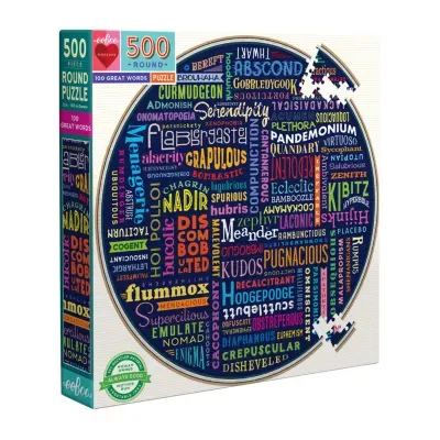 Eeboo Piece And Love 500 100 Great Words Piece Round Circle Jigsaw Puzzle Puzzle