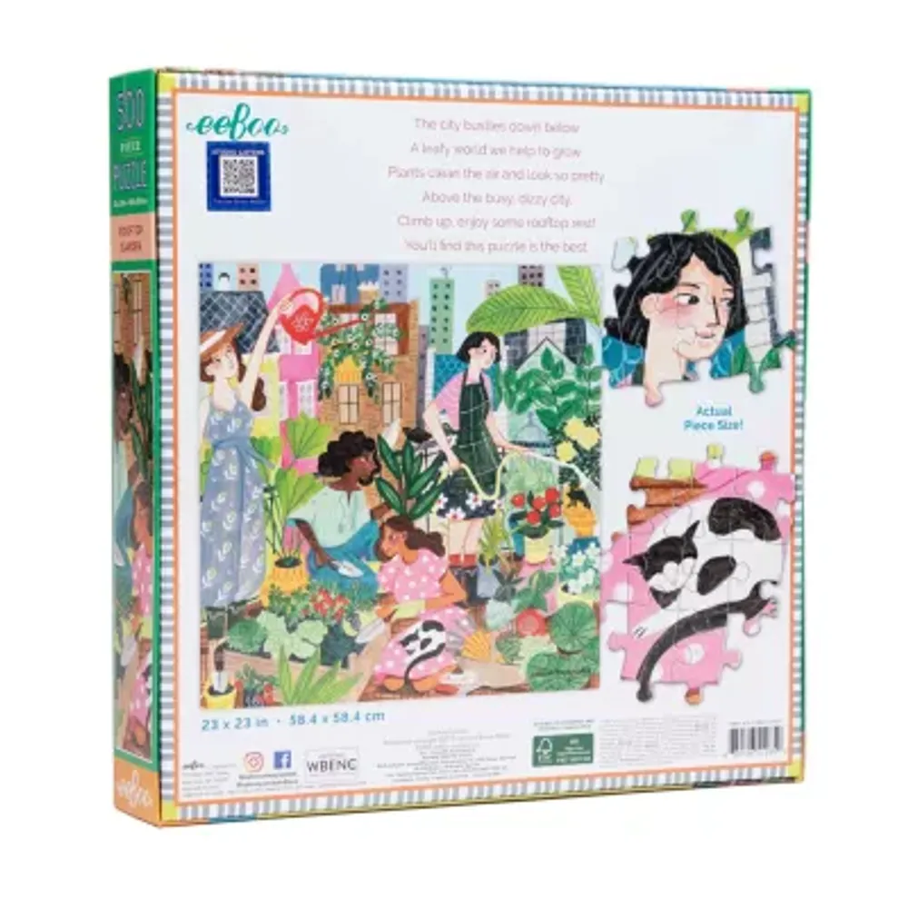 Eeboo Piece And Love Rooftop Garden 500 Piece Square Adult Jigsaw Puzzle Puzzle