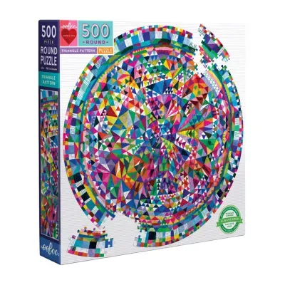 Eeboo Piece And Love Triangle Pattern 500 Piece Round Circle Jigsaw Puzzle Puzzle