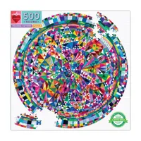 Eeboo Piece And Love Triangle Pattern 500 Piece Round Circle Jigsaw Puzzle Puzzle