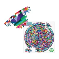 Eeboo Piece And Love Triangle Pattern 500 Piece Round Circle Jigsaw Puzzle Puzzle