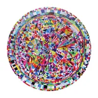 Eeboo Piece And Love Triangle Pattern 500 Piece Round Circle Jigsaw Puzzle Puzzle