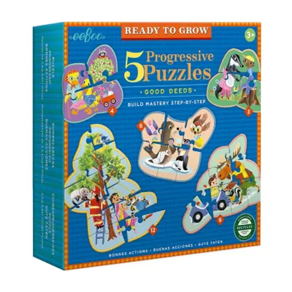 Eeboo Ready To Grow - Together Time Progressive Puzzles Set Of 5  Multi Puzzle