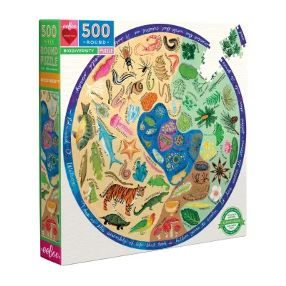 Eeboo Piece And Love Biodiversity 500 Piece Adult Round Jigsaw Puzzle Puzzle