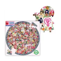 Eeboo Piece And Love Women March! 500 Piece Round  Circle Jigsaw Puzzle Puzzle