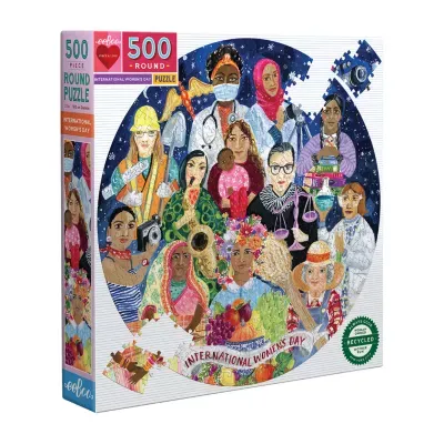 Eeboo Piece And Love International Women'S Day 500 Piece Round Jigsaw Puzzle For Adults Puzzle