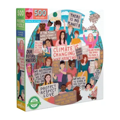 Eeboo Piece And Love Climate Action 500 Pc Round Puzzle  23 Inches In Diameter When Finished Puzzle