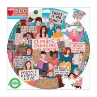 Eeboo Piece And Love Climate Action 500 Pc Round Puzzle  23 Inches In Diameter When Finished Puzzle