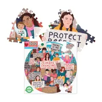 Eeboo Piece And Love Climate Action 500 Pc Round Puzzle  23 Inches In Diameter When Finished Puzzle