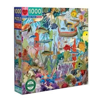 Eeboo Piece And Love Gems And Fish 1000 Piece Square Jigsaw Puzzle  23" X 23" Square Puzzle