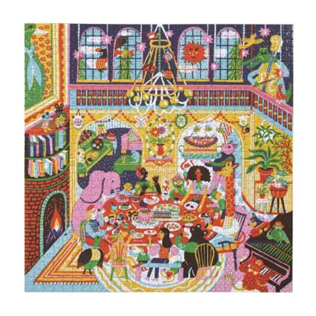 Eeboo Piece And Love Family Dinner Night 1000 Piece Square Jigsaw Puzzle  23" X 23" Square Puzzle