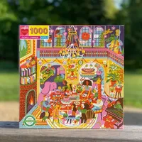 Eeboo Piece And Love Family Dinner Night 1000 Piece Square Jigsaw Puzzle  23" X 23" Square Puzzle