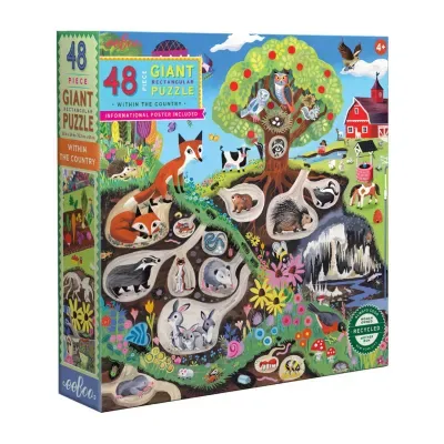 Eeboo Within The Country 48 Piece Giant Floor Jigsaw Puzzle  30" X 24" Puzzle Puzzle