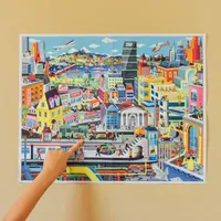 Eeboo Within The City 48 Piece Giant Floor Jigsaw Puzzle  30" X 24" Puzzle Puzzle