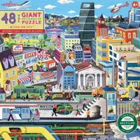 Eeboo Within The City 48 Piece Giant Floor Jigsaw Puzzle  30" X 24" Puzzle Puzzle