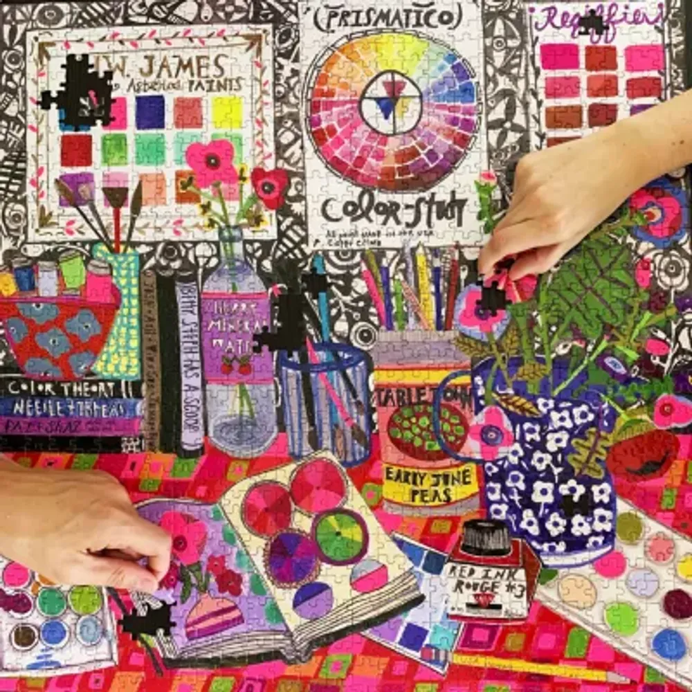Eeboo Piece And Love Artist Studio 1000 Piece Square Jigsaw Puzzle  23" X 23" Square  By Woodstock  Ny Artist  Sharon Nullmeyer Puzzle