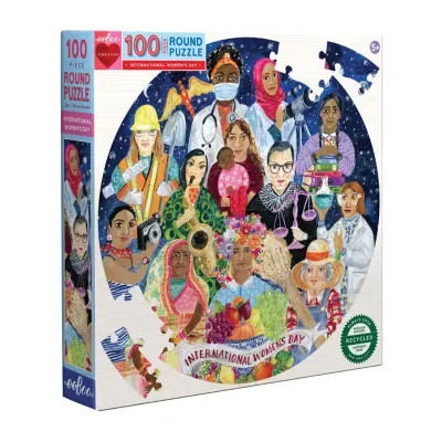 Eeboo International Women'S Day 100 Piece Round Puzzle  23" In Diameter Puzzle