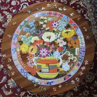 Eeboo Piece And Love Purple Bird And Flowers 500 Piece Round Jigsaw Puzzle   23" In Diameter Puzzle