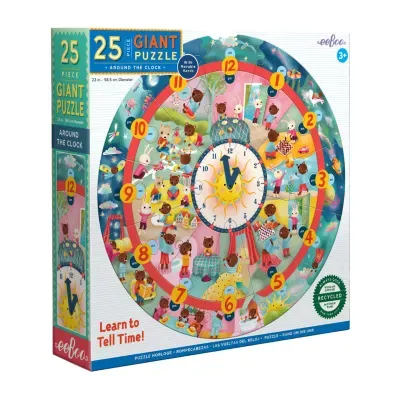 Eeboo Around The Clock Round Jigsaw Puzzle  23" In Diameter Puzzle