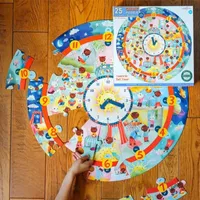 Eeboo Around The Clock Round Jigsaw Puzzle  23" In Diameter Puzzle