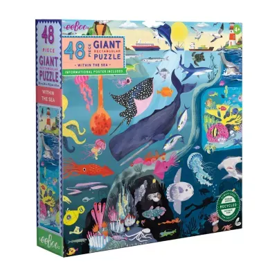 Eeboo Within The Sea 48 Piece Giant Floor Jigsaw Puzzle  30" X 24" Puzzle Puzzle